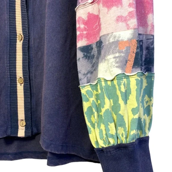 SOLD Free People We The Free Marley Cardigan Tee Top Purple Multi Size Large - Picture 6 of 13